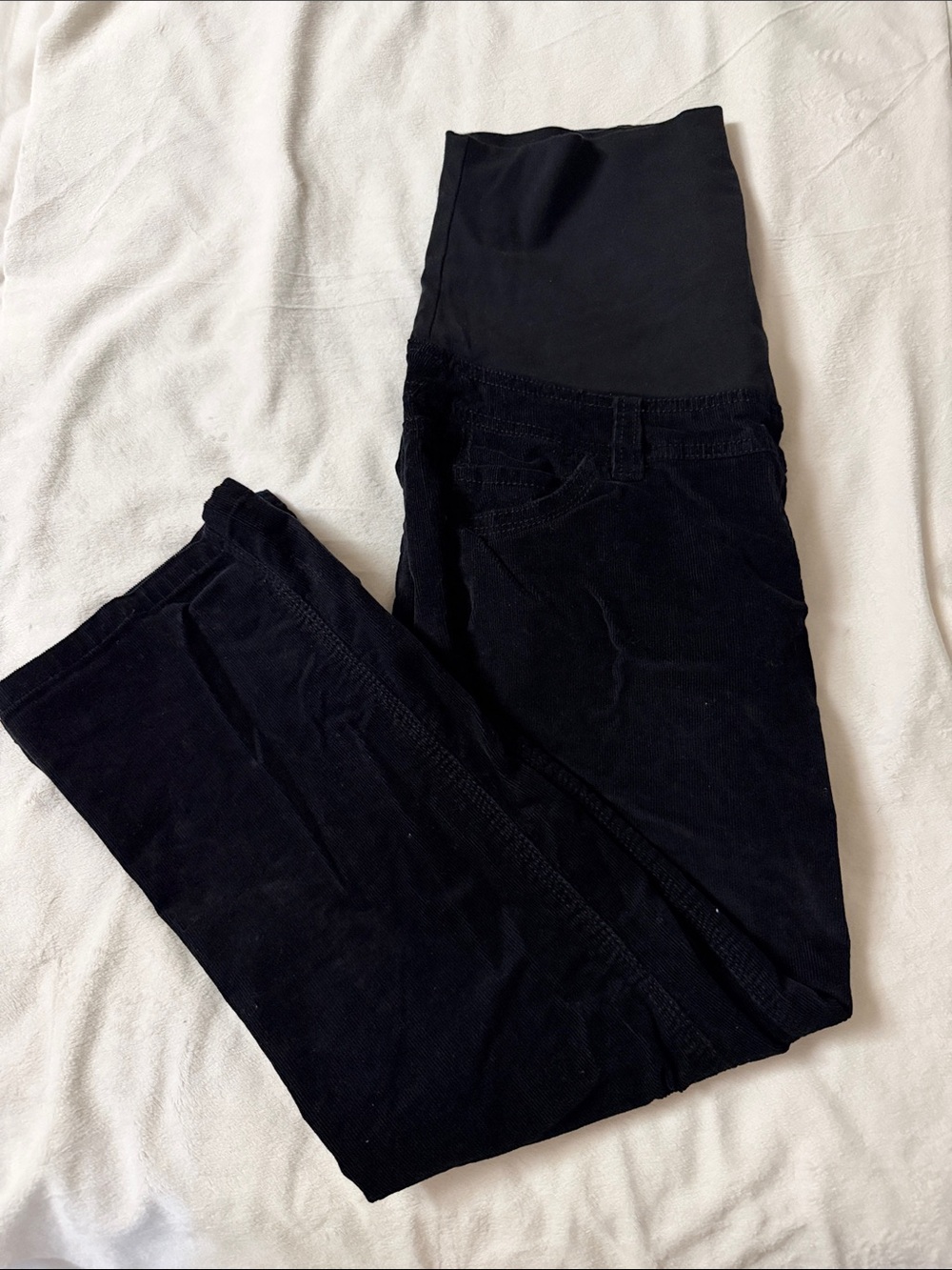 Thyme Maternity Black Corduroy Pull-On Maternity Pants - Picture 6 of 12